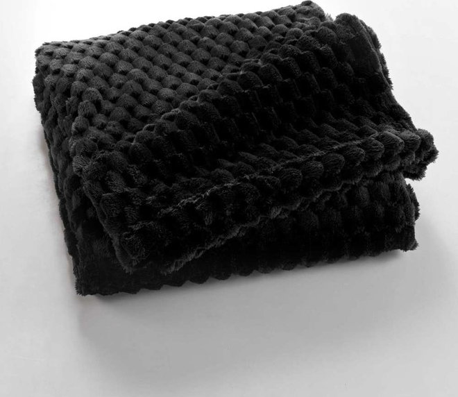 Černá deka z mikroflanelu 125x150 cm Mini Frosty – douceur d'intérieur