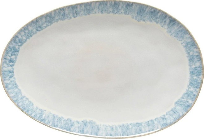 Bílo-modrý kameninový servírovací podnos Costa Nova Brisa, délka 41 cm
