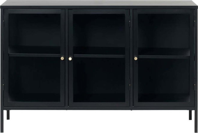 Černá kovová vitrína 132x85 cm Carmel – Unique Furniture