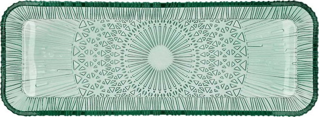 Zelený skleněný servírovací talíř 14x38 cm Kusintha – Bitz
