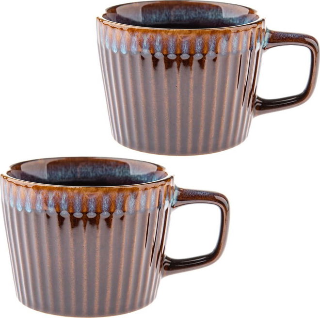 Modré/hnědé keramické hrnky v sadě 2 ks na cappuccino 190 ml Tone – Dakls
