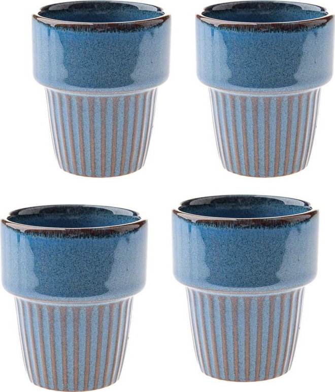 Modré keramické šálky v sadě 4 ks na espresso 100 ml Tone – Dakls