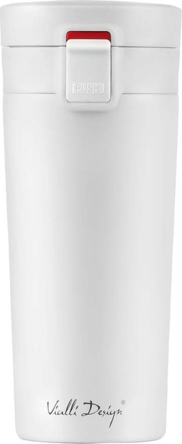 Bílý cestovní termohrnek Vialli Design Fuori, 400 ml
