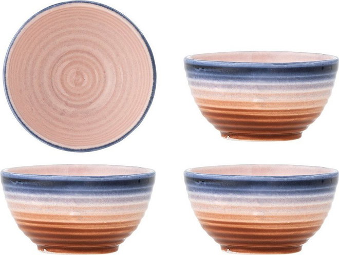 Modré/oranžové keramické misky v sadě 4 ks 110 ml Tatum – Bloomingville