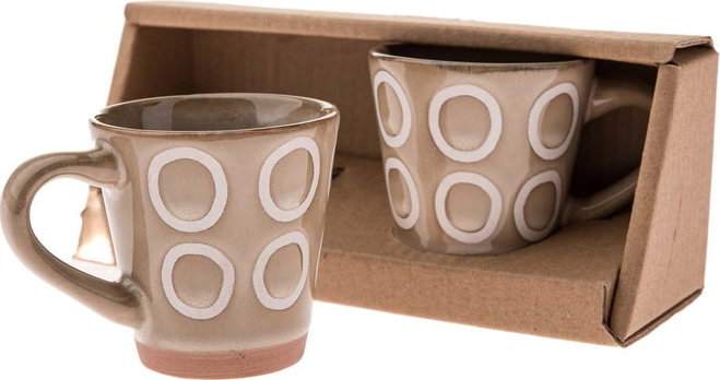 Světle hnědé keramické hrnky v sadě 2 ks na espresso 100 ml Rings – Dakls
