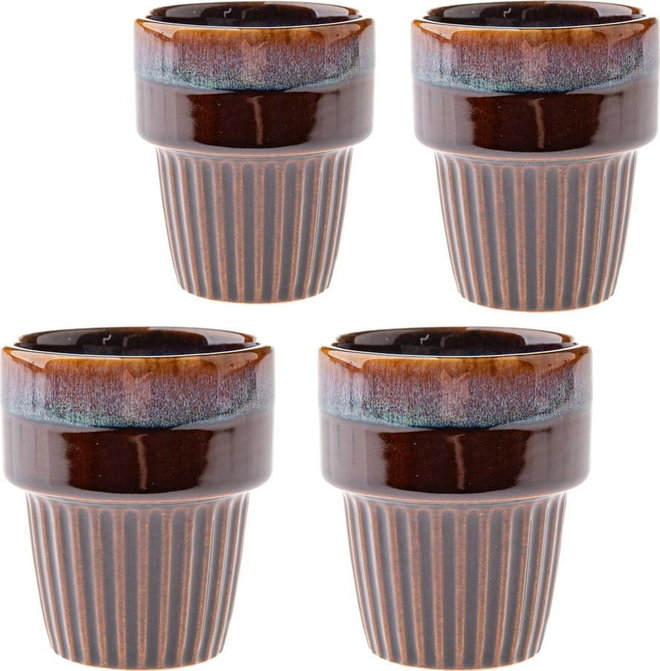 Hnědé keramické šálky v sadě 4 ks na espresso 100 ml Tone – Dakls