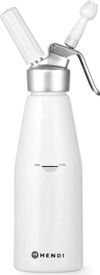 Bílá šlehačková láhev z hliníku Hendi Kitchen Line, 1 l