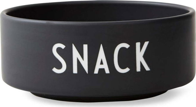 Černá porcelánová miska Design Letters Snack, ø 12 cm