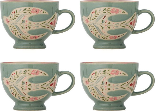 Zelené keramické hrnky v sadě 4 ks 400 ml Rosalynde – Bloomingville