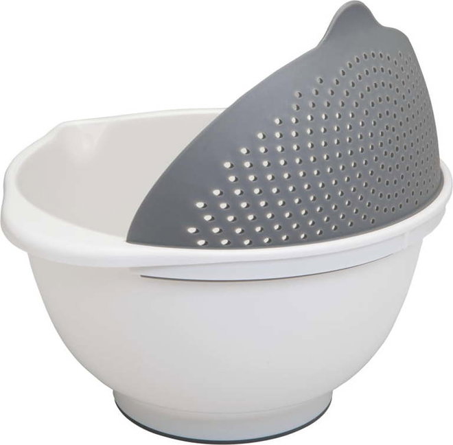 Bílá miska s cedníkem 2v1 Metaltex, Ø 28 cm