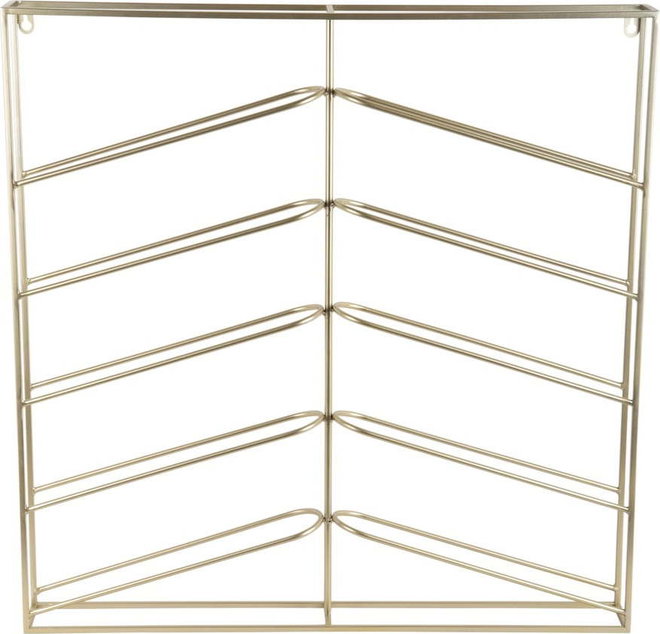 Nástěnný kovový regál na víno ve zlaté barvě počet lahví 10 67x66x7,5 cm Cuadro – PT LIVING