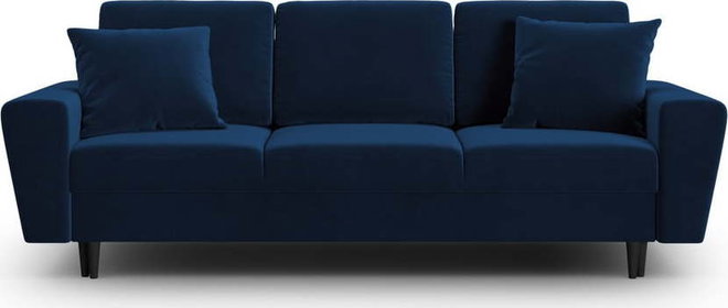 Modrá sametová rozkládací/s úložným prostorem pohovka 235 cm Kyoto – Cosmopolitan Design
