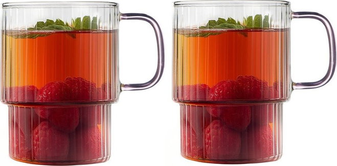 Růžové skleněné hrnky v sadě 2 ks na cappuccino 350 ml Livio – Vialli Design