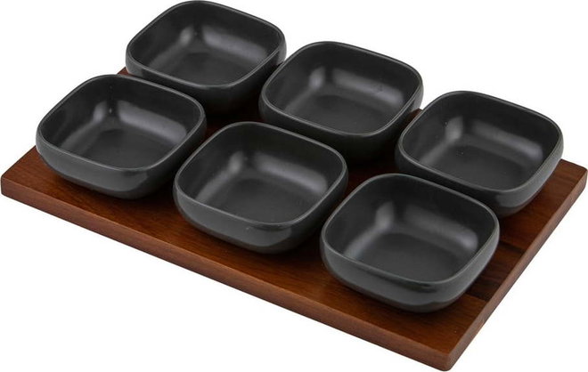 Antracitová porcelánová servírovací sada 6 ks Essentials – Ladelle