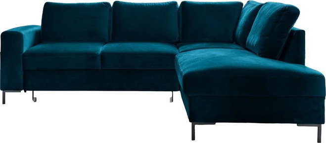 Tyrkysová sametová rozkládací rohová pohovka (pravý roh) Lofty Lilly – Miuform