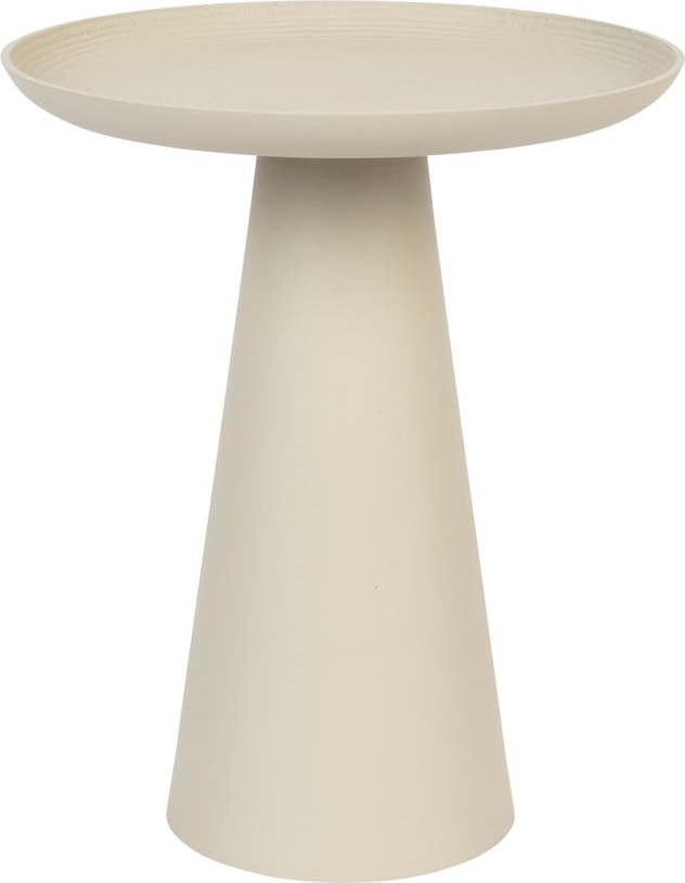 Béžový hliníkový odkládací stolek White Label Ringar, ø 34,5 cm