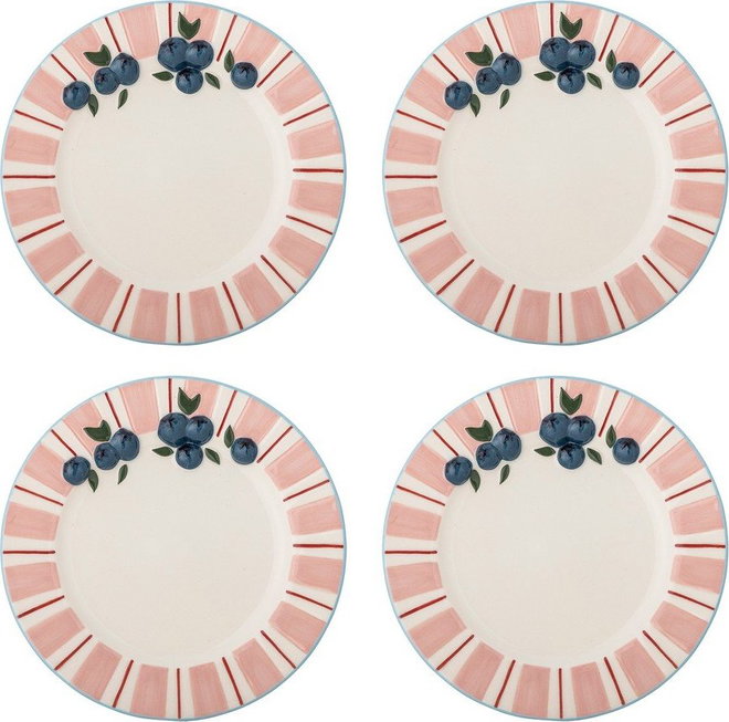 Růžové/krémové dezertní talíře v sadě 4 ks z kameniny ø 20,5 cm Carry – Bloomingville
