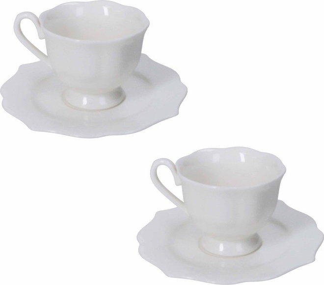 Bílé šálky v sadě 2 ks z kostního porcelánu 80 ml Queen – Brandani
