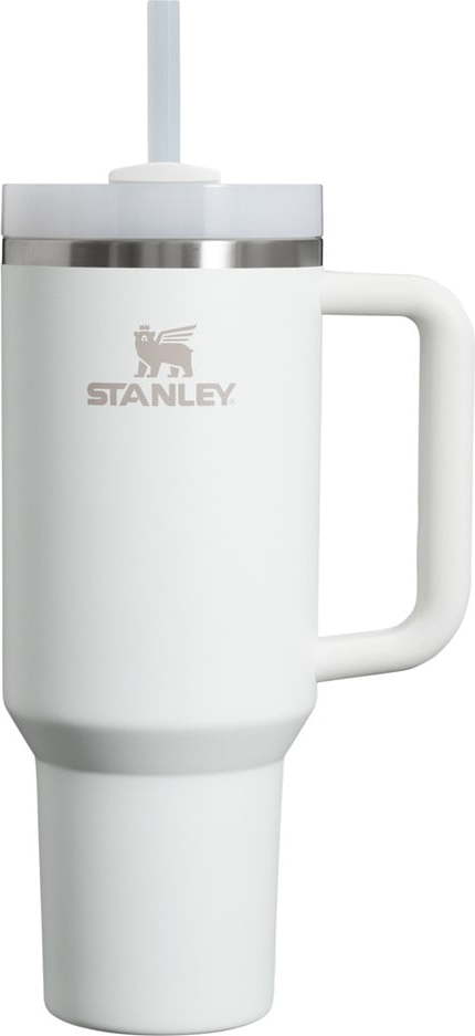 Bílá termoska s brčkem z nerezové oceli 1,18 l Quencher H2.0 FlowState Tumbler Frost – Stanley
