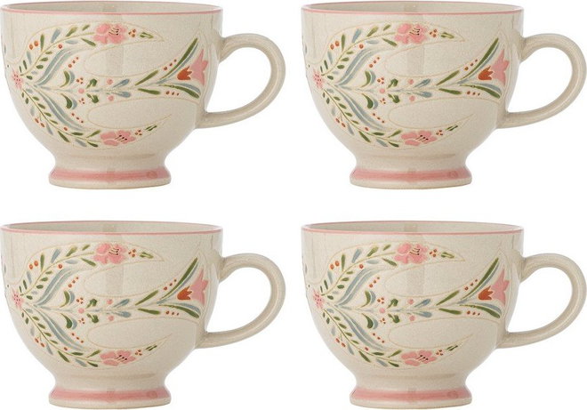 Bílé keramické hrnky v sadě 4 ks 400 ml Rosalynde – Bloomingville