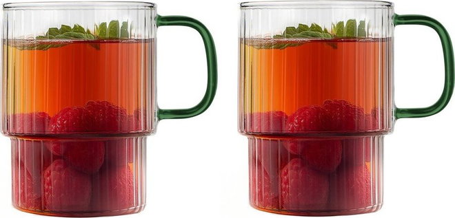 Zelené skleněné hrnky v sadě 2 ks na cappuccino 350 ml Livio – Vialli Design