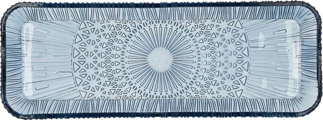 Modrý skleněný servírovací talíř 14x38 cm Kusintha – Bitz