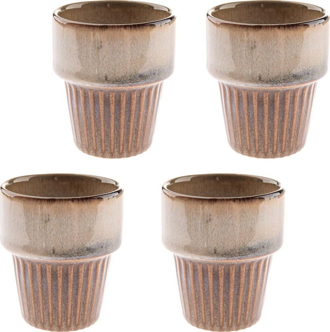 Béžové keramické šálky v sadě 4 ks na espresso 100 ml Tone – Dakls