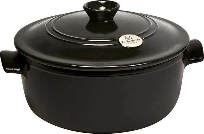 Černý keramický hrnec s poklicí Emile Henry, ⌀ 27 cm