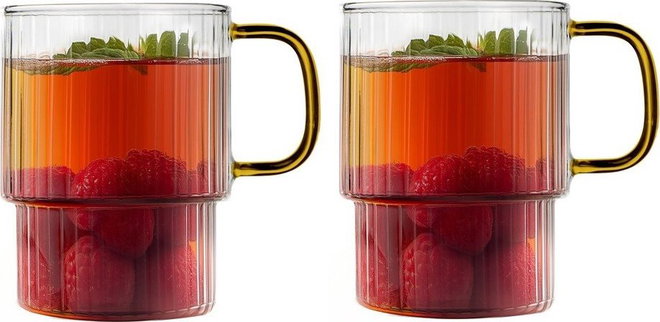 Žluté skleněné hrnky v sadě 2 ks na cappuccino 350 ml Livio – Vialli Design
