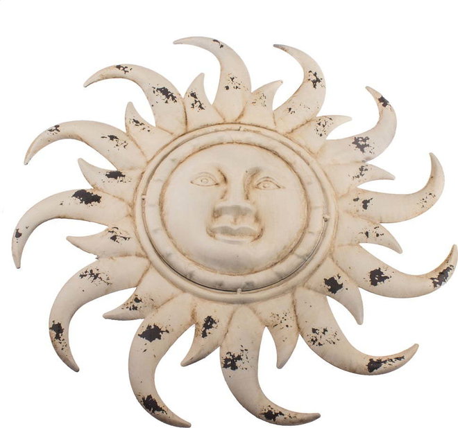 Bílá nástěnná kovová dekorace Dakls Sun