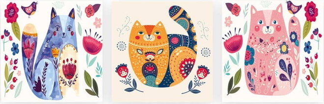 Dětské obrázky v sadě 3 ks 30x30 cm Cats – Wallity