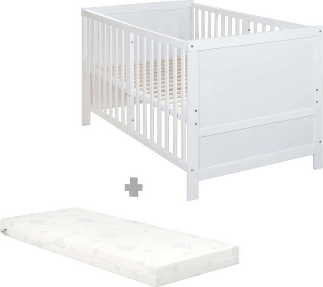 Bílá postýlka s nastavitelnou výškou 70x140 cm Easy Sleep – Roba