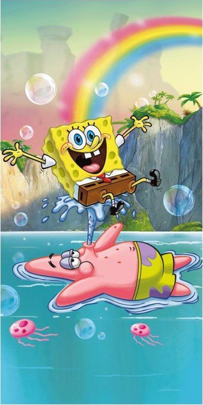 Bavlněná dětská osuška 70x140 cm Sponge Bob "Tropical Duo" – Jerry Fabrics