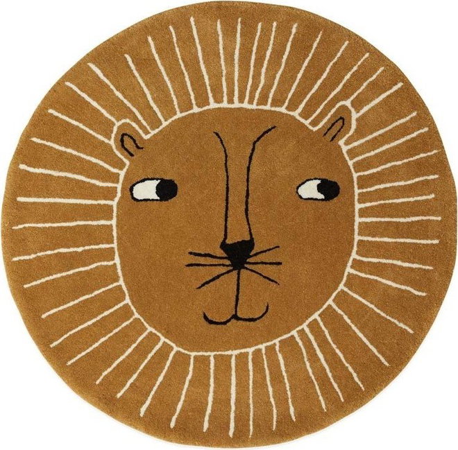 Hnědý dětský koberec s příměsí vlny ø95 cm Lion – OYOY Mini