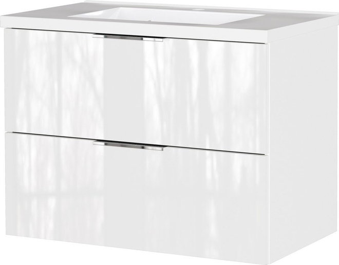 Bílá lesklá závěsná skříňka pod umyvadlo 81x61 cm Celano – Germania