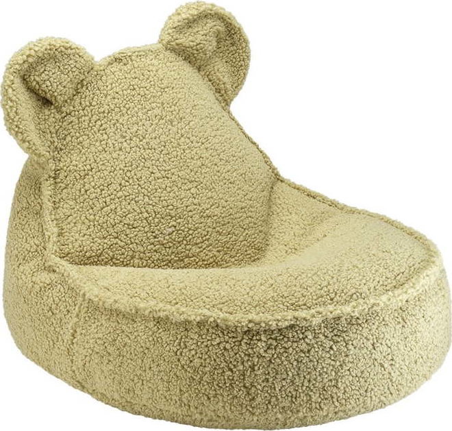 Zelený dětský sedací vak z textilie bouclé Bear – Wigiwama