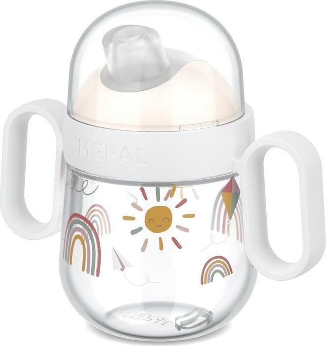 Béžový plastový dětský hrnek 200 ml Sunshine & Rainbow – Mepal