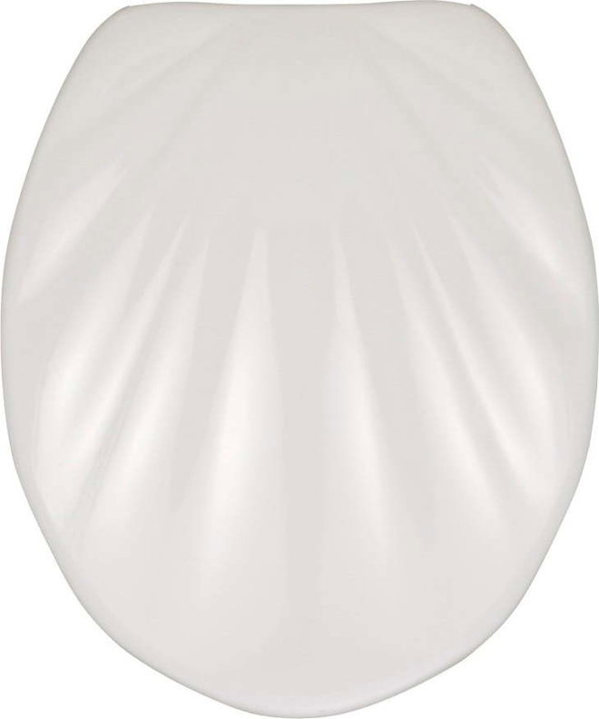 Bílé WC sedátko se snadným zavíráním Wenko Premium Sea Shell, 45,5 x 38 cm