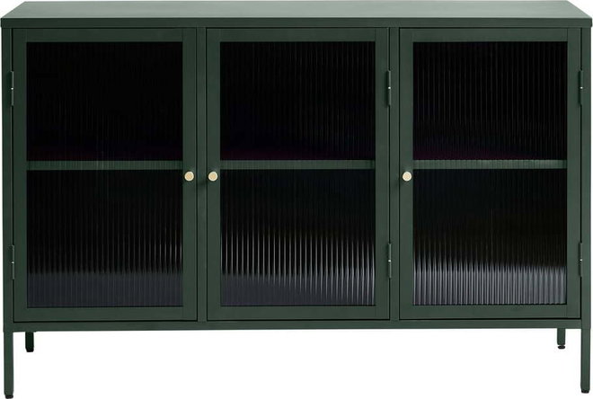 Zelená kovová vitrína Unique Furniture Bronco, výška 85 cm
