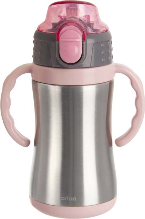 Světle růžová nerezová dětská lahev 330 ml – Orion