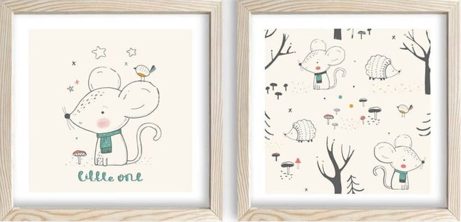Dětské obrázky v sadě 2 ks 33x33 cm Little One – Wallity