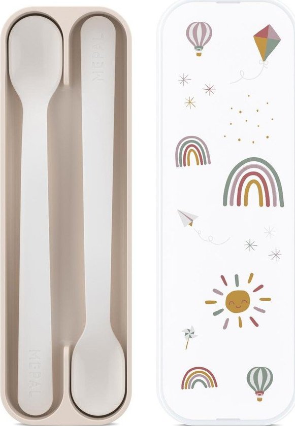 Béžové plastové dětské lžičky v sadě 2 ks Sunshine & Rainbow – Mepal