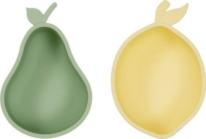 Žluté/zelené silikonové dětské misky v sadě 2 ks Lemon & Pear – OYOY Mini