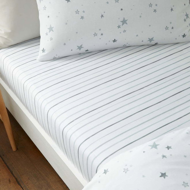 Bílé napínací bavlněné dětské prostěradlo do postýlky 70x140 cm Stars – Bianca