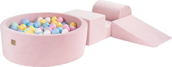 Růžové sametové pěnové hřiště 4 ks výška 30 cm 225x90 cm Montessori – Meowbaby