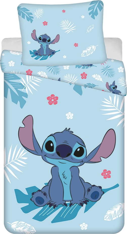 Modré bavlněné dětské povlečení na jednolůžko 140x200 cm Lilo and Stitch "Blue" – Jerry Fabrics