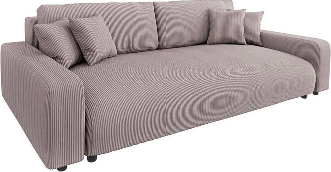 Světle růžová manšestrová rozkládací/s úložným prostorem pohovka 234 cm Sara – Ropez