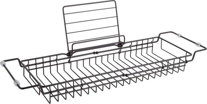 Černý kovový nastavitelný držák na vanu PT LIVING Tub, 61 - 86 cm