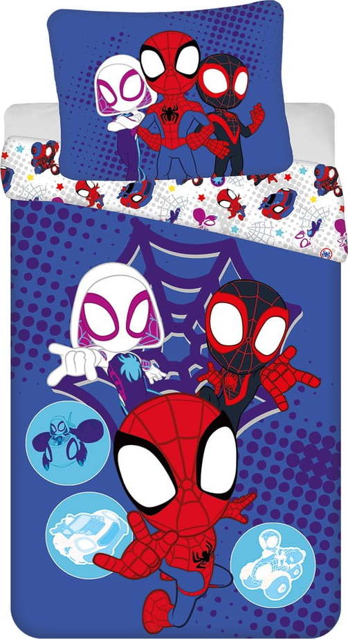 Modré bavlněné dětské povlečení na jednolůžko 140x200 cm Spidey – Jerry Fabrics