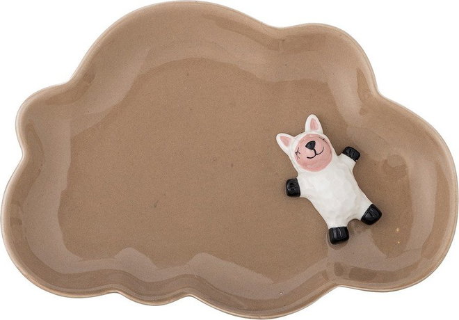 Hnědý dětský talíř z kameniny 14x20 cm Dolly – Bloomingville Mini